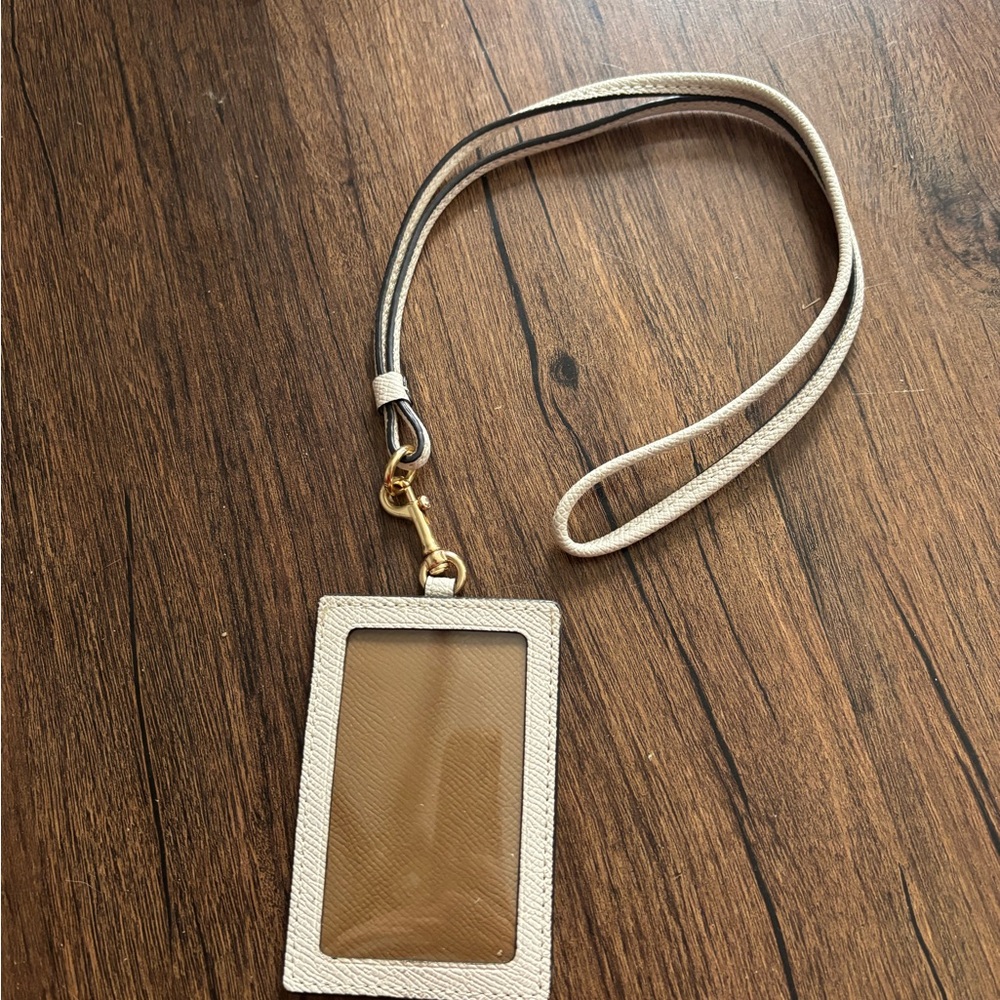 Coach Cream Card Holder with Lanyard - Picture 2 of 3